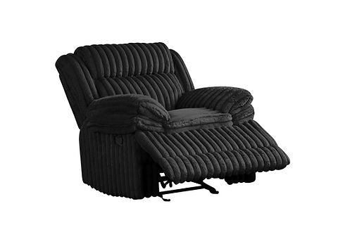 Mellow Black Thick Stripe Fabric 3pc Reclining Set S3939