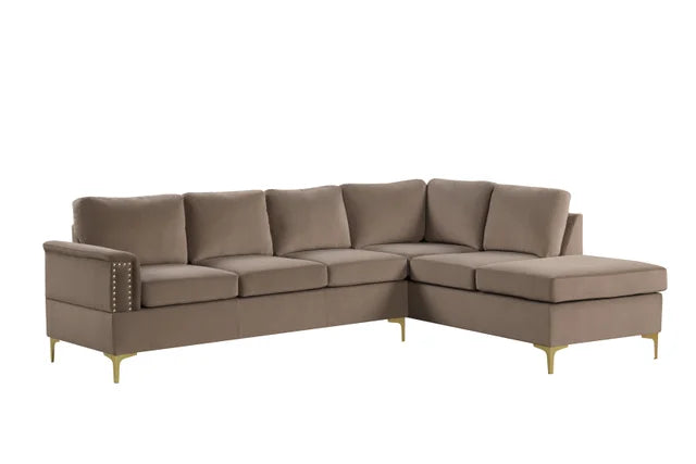 Vogue Latte Velvet Sectional Sofa