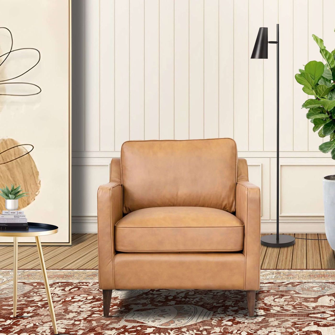 Cooper Tan Genuine Leather Lounge Chair