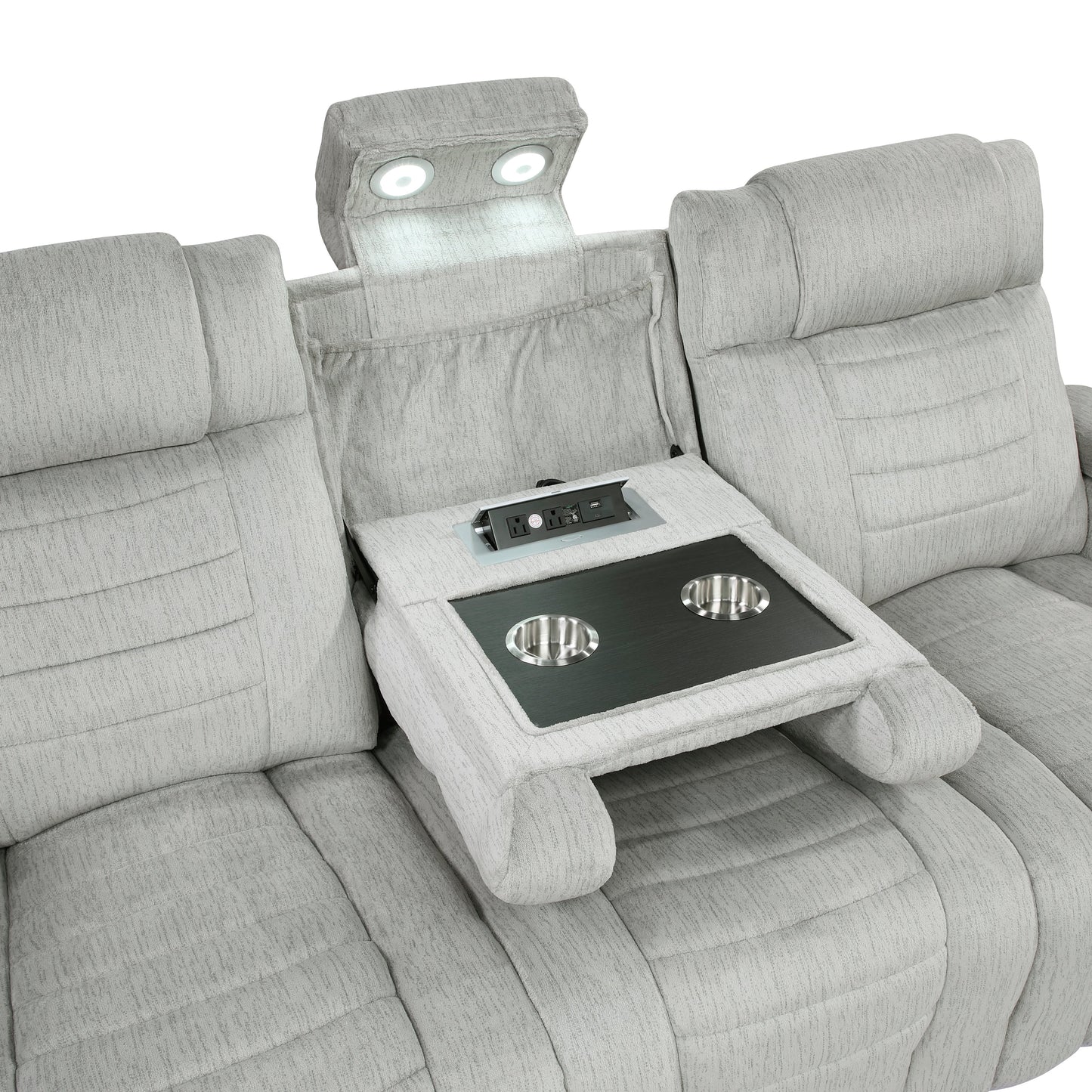 Ronan Light Gray Double Reclining Living Room Set 8455