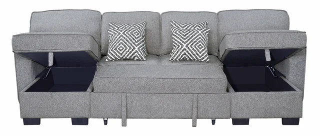 Sahara Gray - Double Storage Chaise Sectional