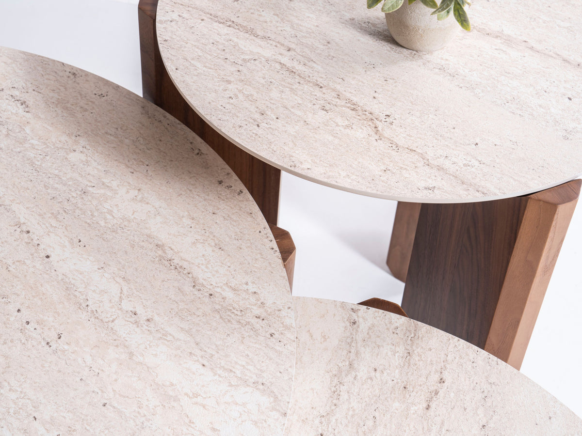720 Walnut-T 3pc Coffee Table Set