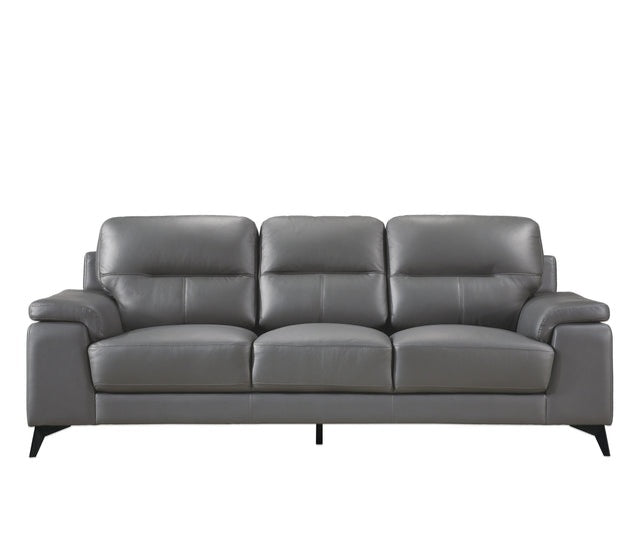 Mischa TOP GRAIN LEATHER Dark Grey Living Room Set 9514