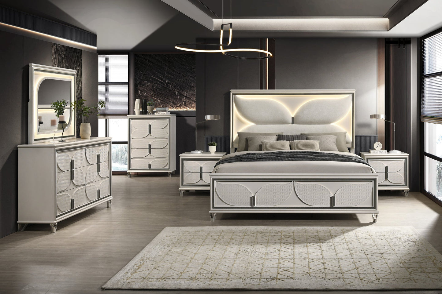 Hayma Mysterious Gold Finish Bedroom Set B6800