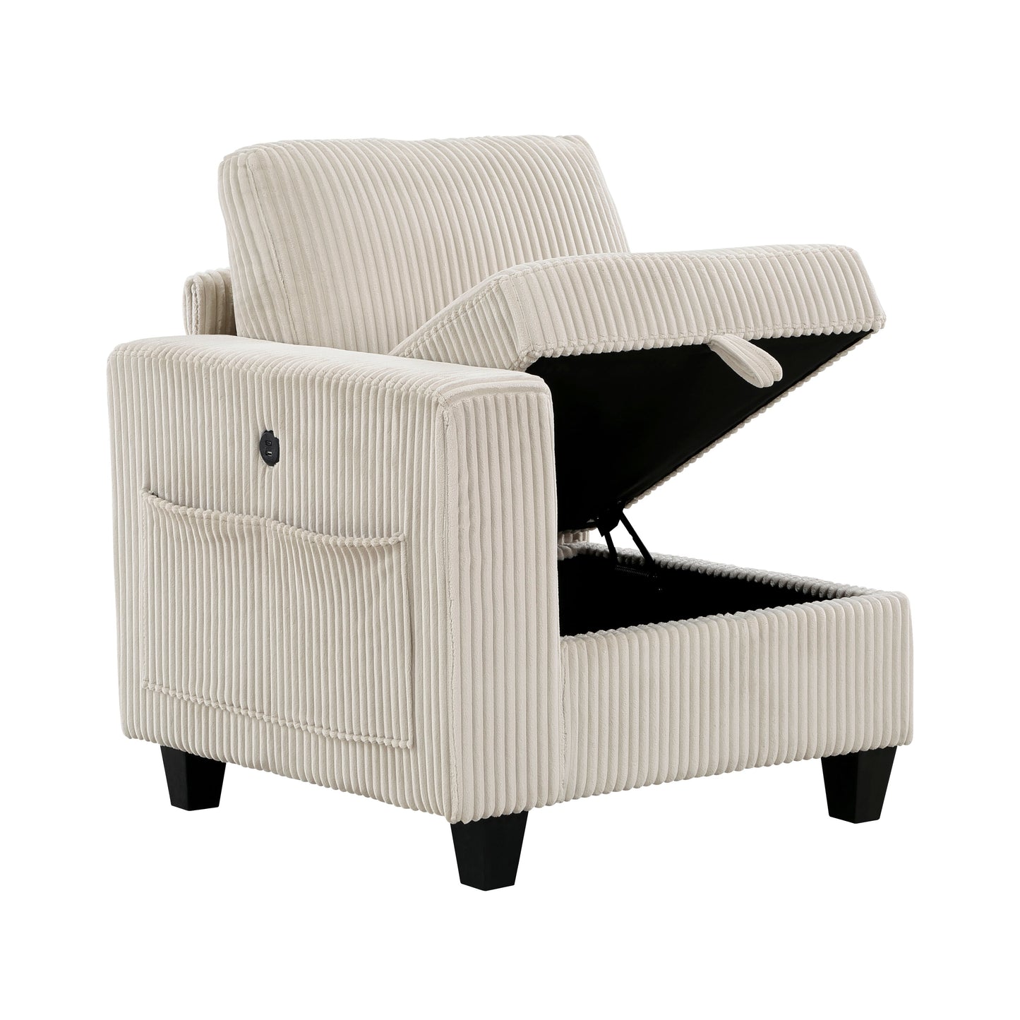 Walterboro Beige Corduroy 7pc Sectional with Storage 9650