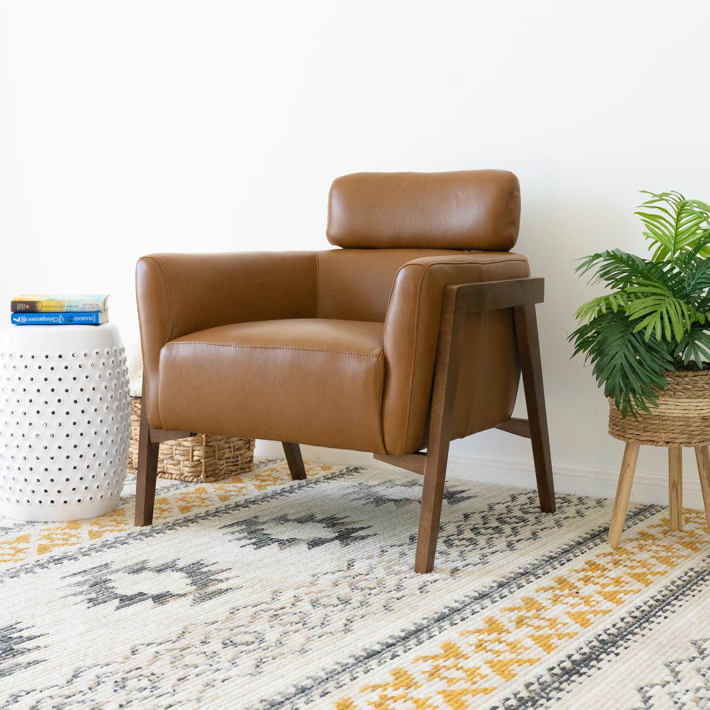 Kayson Tan Genuine Leather Lounge Chair
