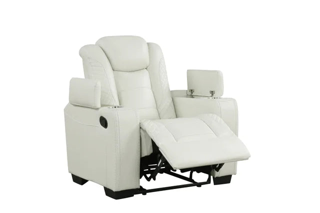 Stefano50 White LED/BLUETOOTH SPEAKERS 3pc Reclining Set
