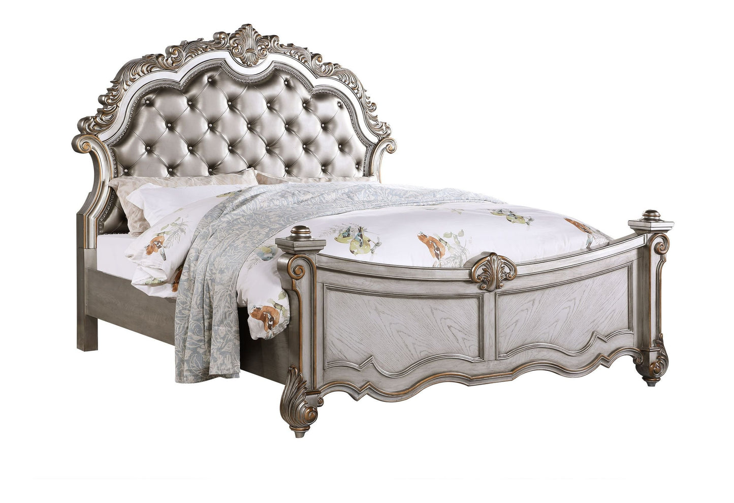 Melrose Collection Silver Finish Bedroom Set
