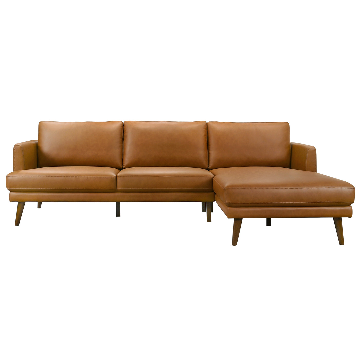 Lore L-Shaped Cognac Vegan Leather Right Sectional Sofa