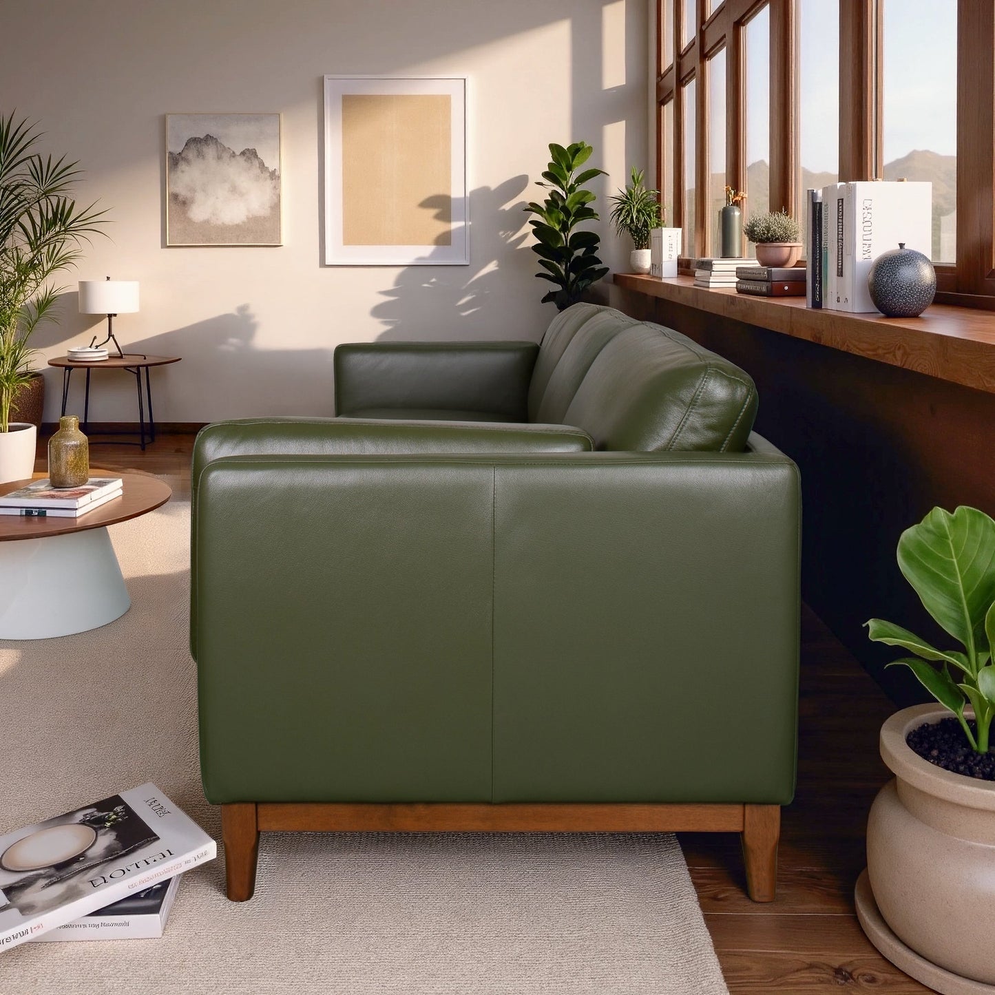 Raleigh Sustainable FSC Wood 3-Seater Top Grain Leather Sofa