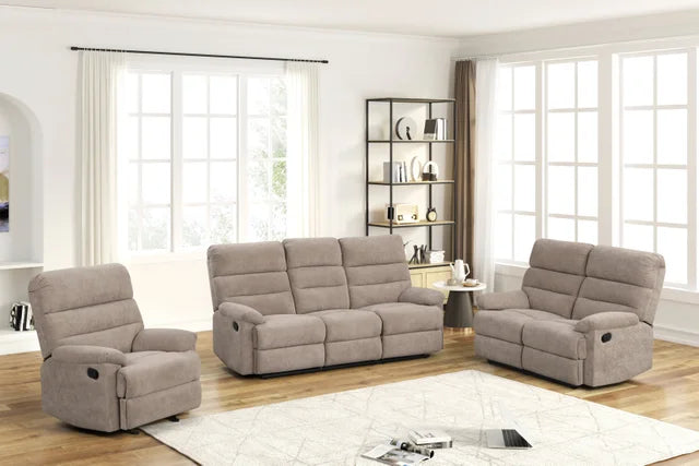 Albert21 Mocha WATER RESISTANT Fabric 3pc Reclining Set