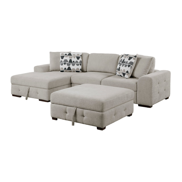 Raife Taupe 3pc Sectional with Left Chaise and Ottoman 9624