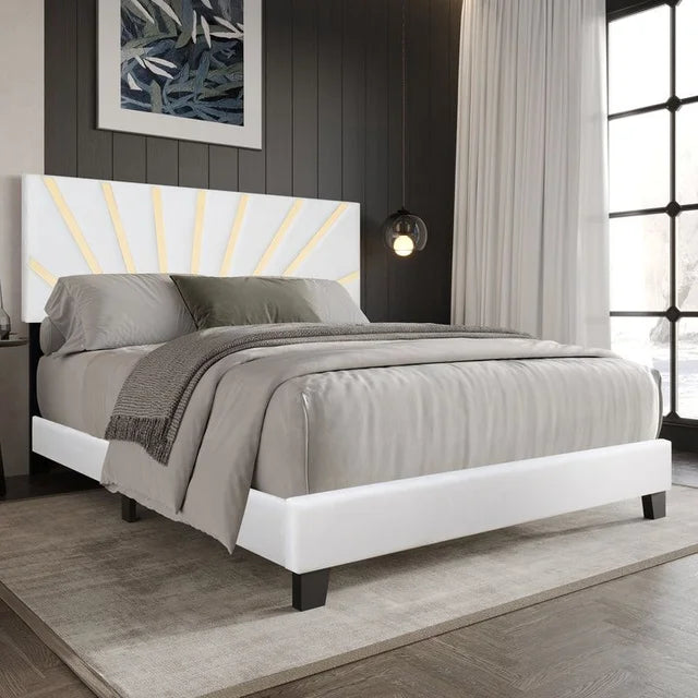 Nico White Velvet King Platform Bed
