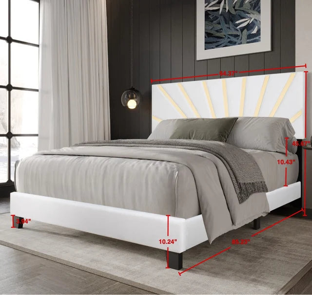 Nico White Velvet King Platform Bed