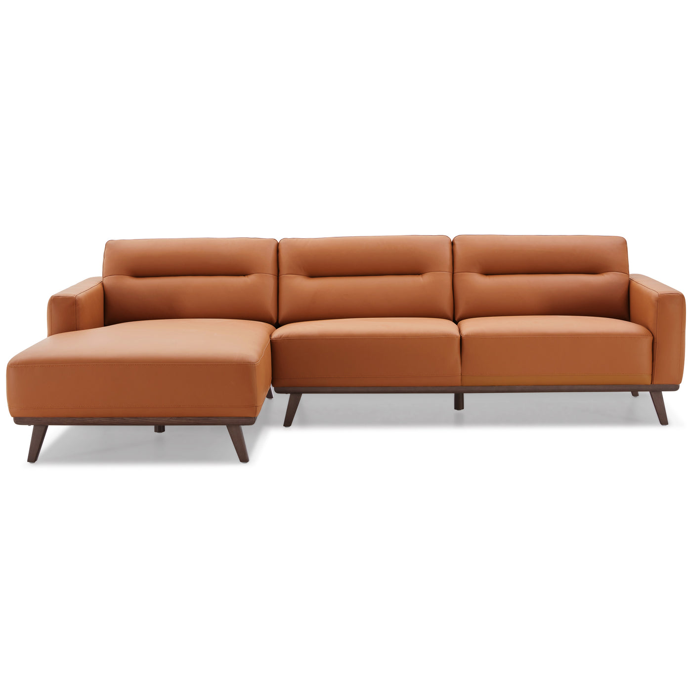 Ella 110" L-Shaped Cognac PU Leather Left Sectional