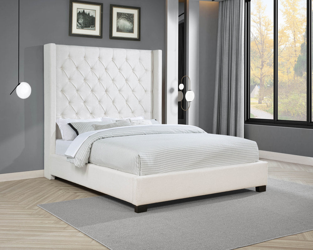 Beige Boucle Fabric 6 FT King Bed | HH405