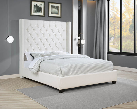 Beige Boucle Fabric 6 FT King Bed | HH405
