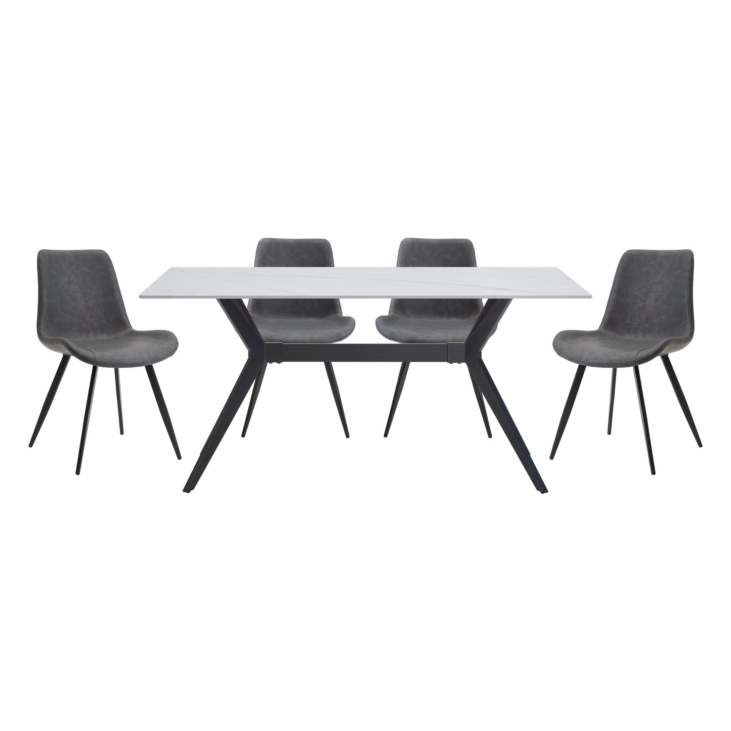 Brixley Black/Gray Faux Marble-Top Dining Set 5916
