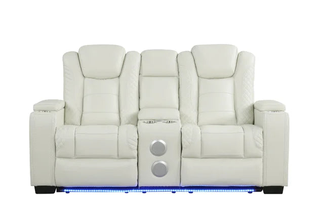 Stefano50 White LED/BLUETOOTH SPEAKERS 3pc Reclining Set