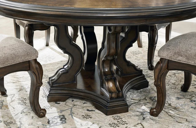 Maylee Dark Brown Round Dining Room Set D947