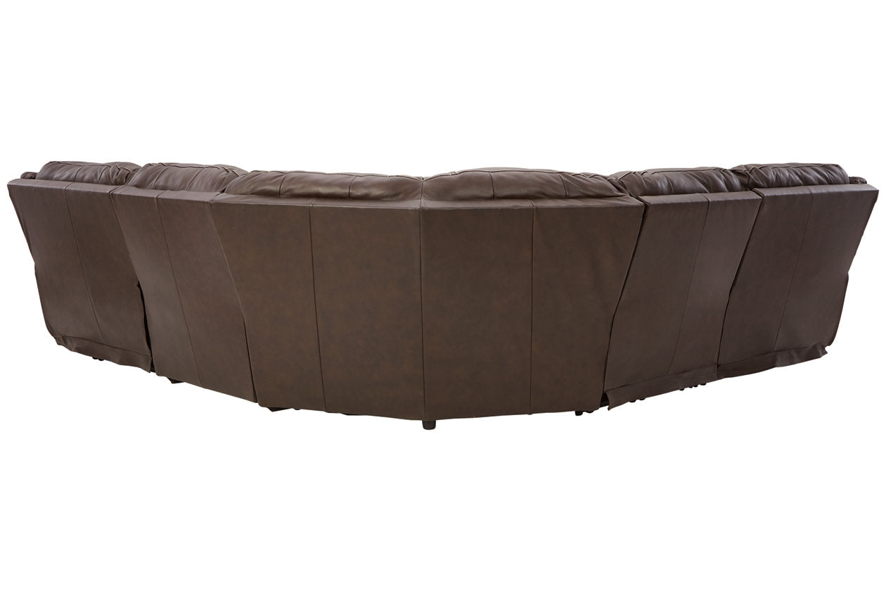 Dunleith Chocolate 5pc POWER Reclining Sectional U71604