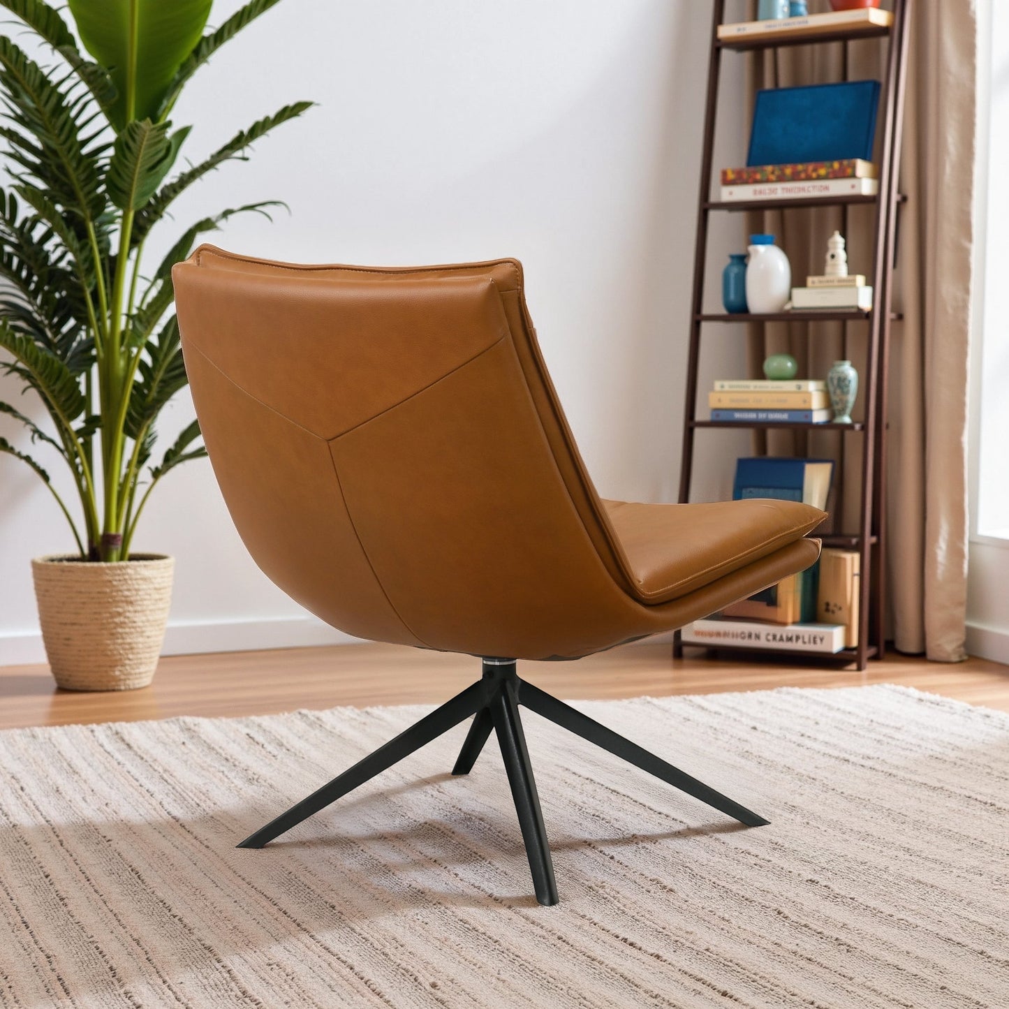 Oakland Cognac Vegan Leather Swivel Chair