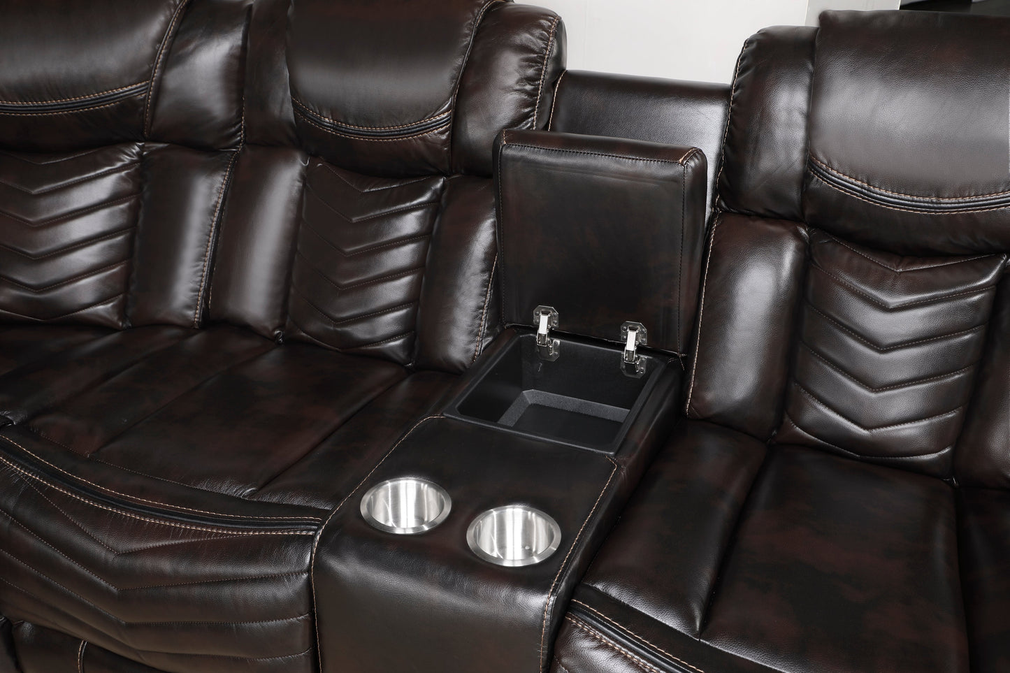 Ramone Dark Brown POWER/LED Reclining Sectional 9508
