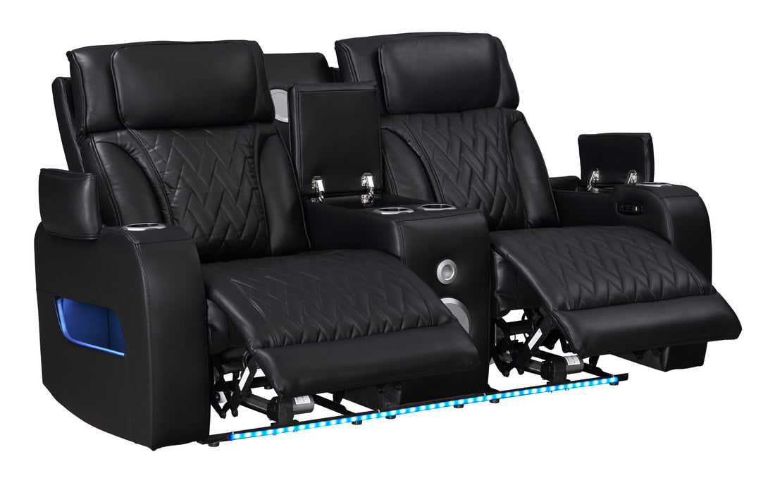 Dubai Black POWER/LED/BLUETOOTH SPEAKERS 3pc Reclining Set