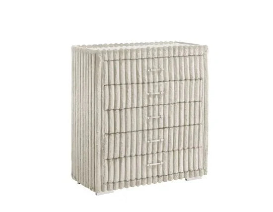 Melinda Cream Corduroy Fabric LED Bedroom Set B3001