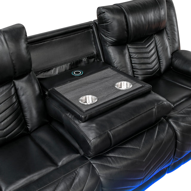 Huron Black POWER/LED/BLUETOOTH SPEAKERS Reclining Set 8457
