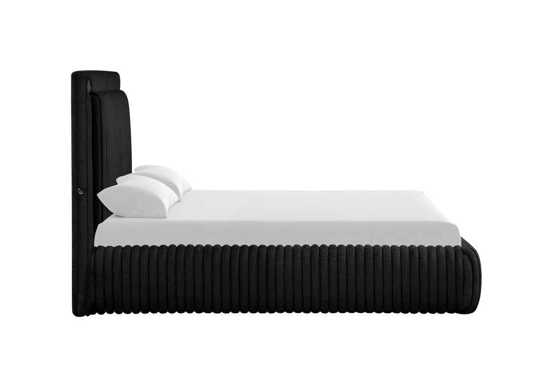 Diana Black Fabric King Platform BLUETOOTH SPEAKERS Bed