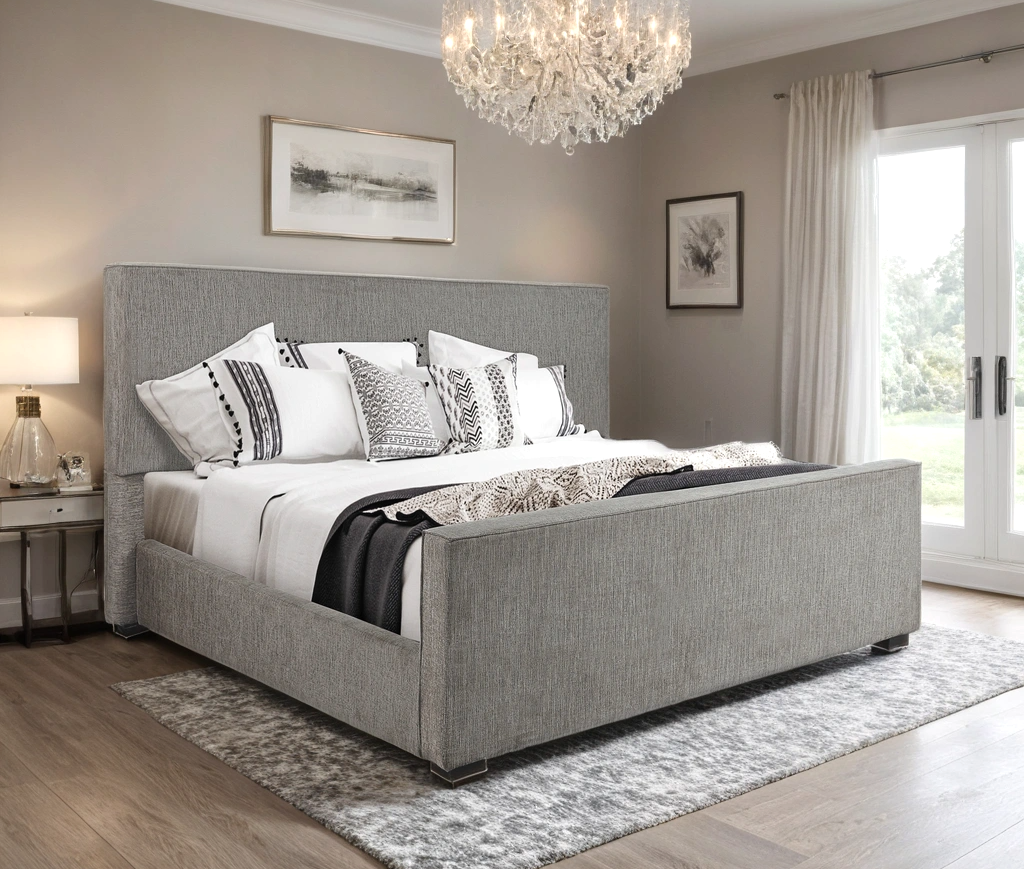 Ava Gray Fabric King  Bed