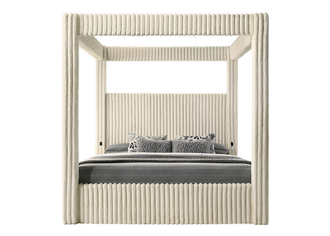 Atlam Cream Corduroy Queen Platform Bed B9013