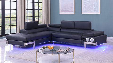 Magic Black PU LED/BLUETOOTH SPEAKERS Sectional S1047