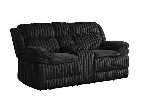 Mellow Black Thick Stripe Fabric 3pc Reclining Set S3939