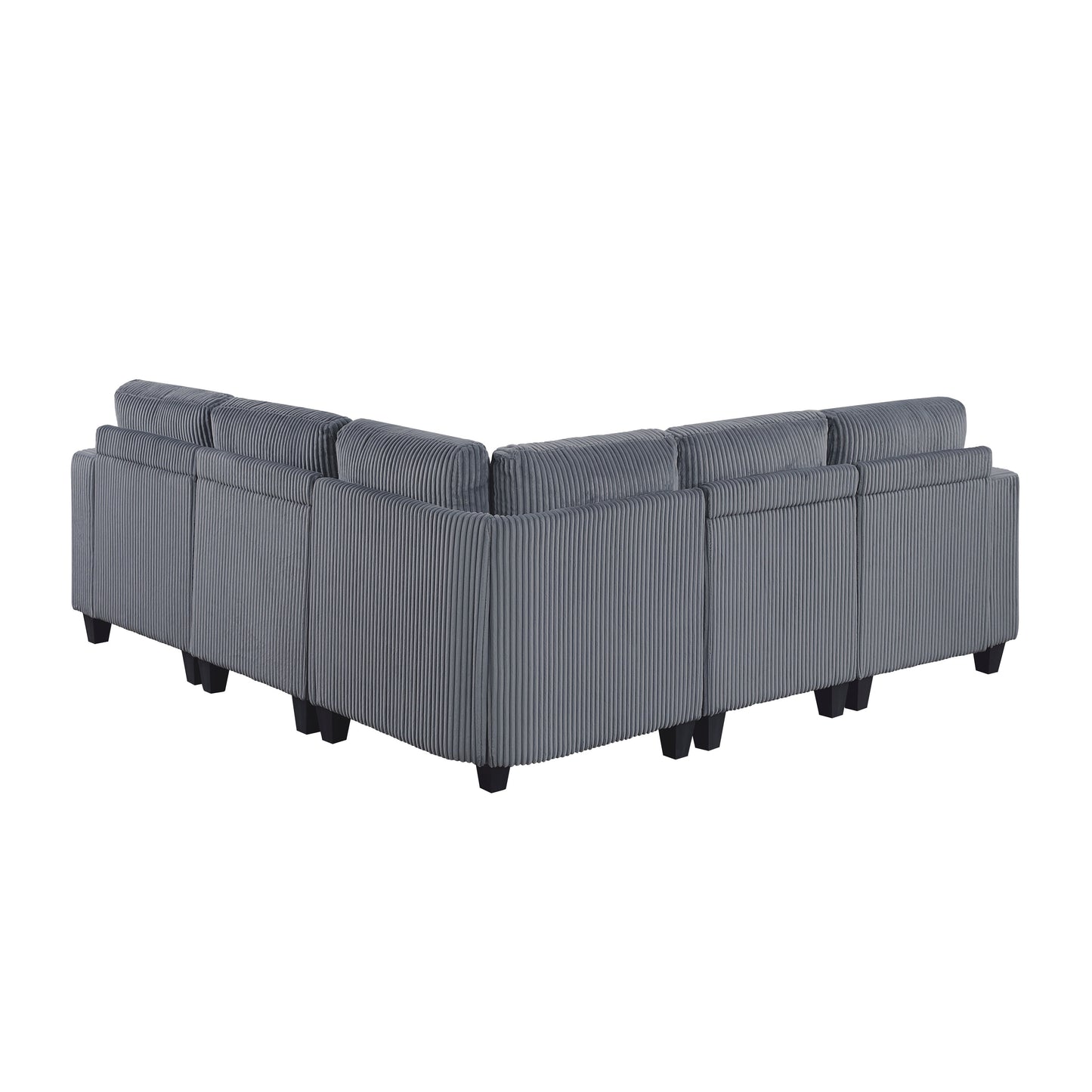 Walterboro Dark Gray Corduroy 5pc Sectional with Storage 9650
