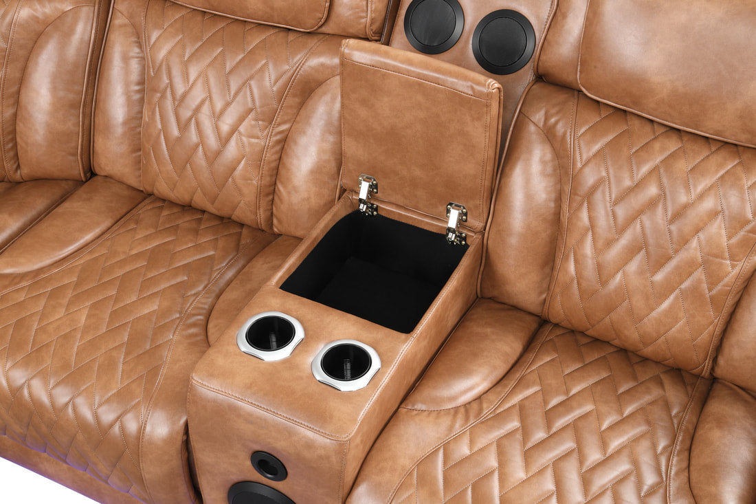 Barcelona Brown POWER/LED/BLUETOOTH SPEAKERS Sectional