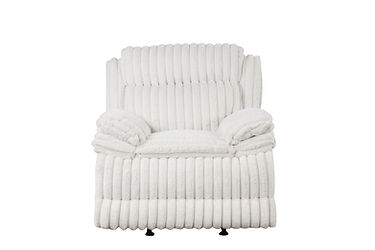 Mellow White Thick Stripe Fabric 3pc Reclining Set S3939