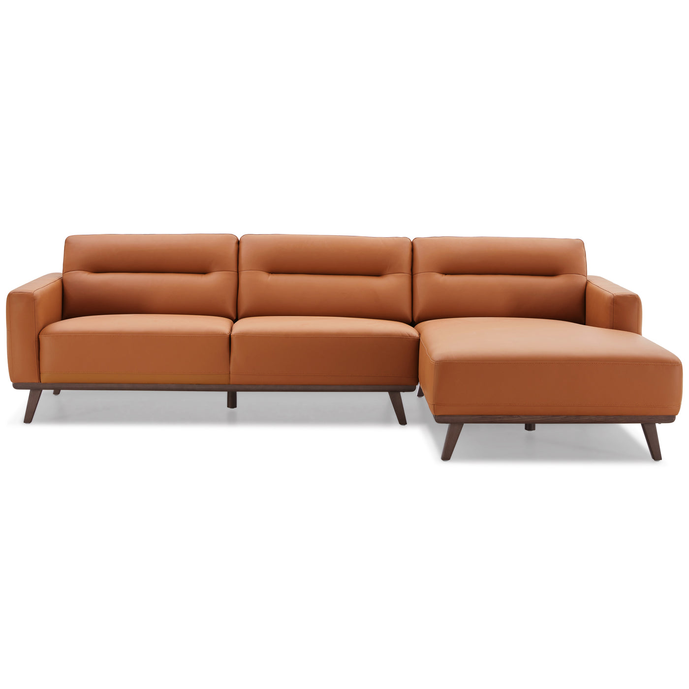 Ella 110" L-Shaped Cognac PU Leather Right Sectional
