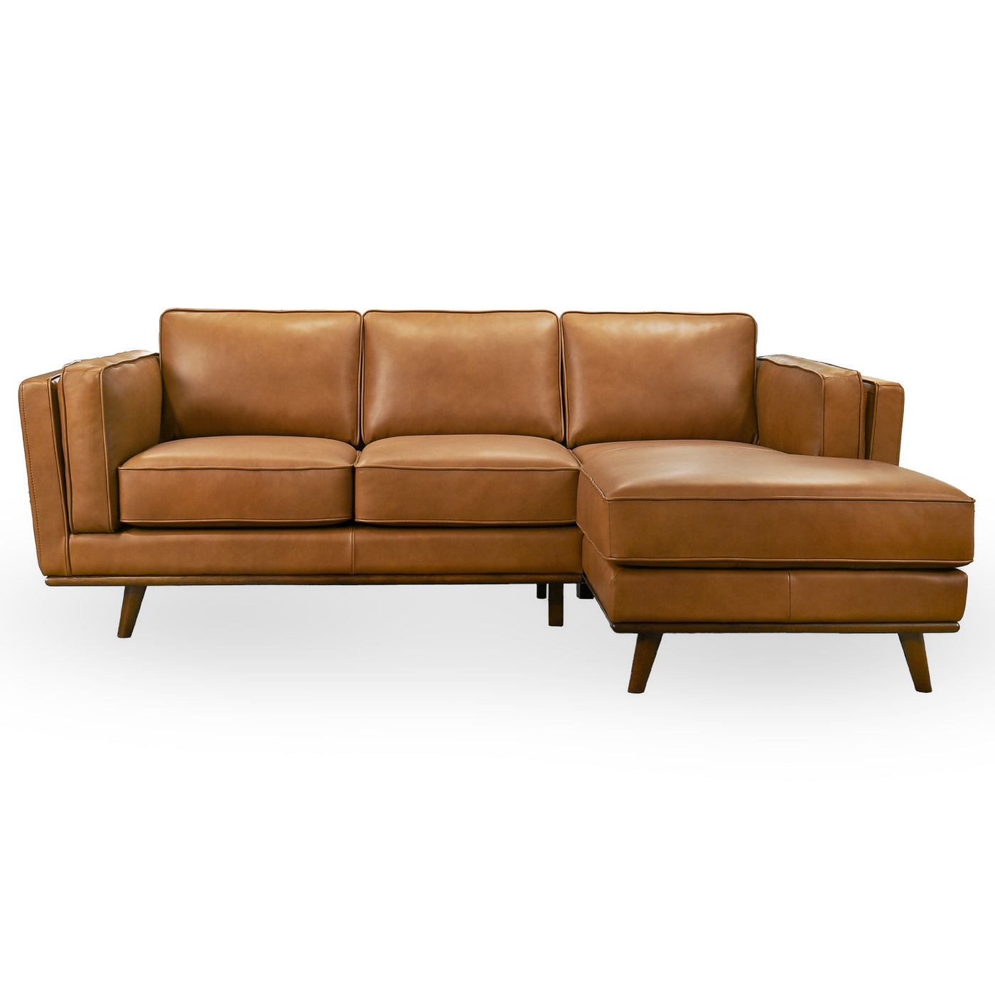 Chase 92" Tan Genuine Leather RAF Sectional