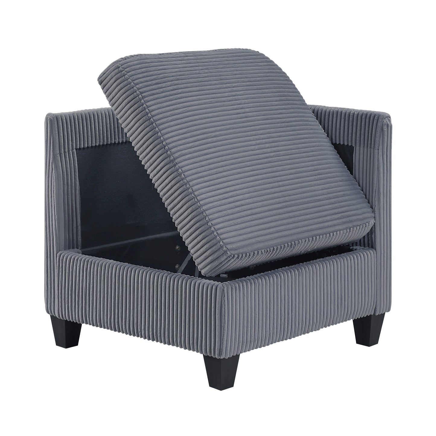 Walterboro Dark Gray Corduroy 5pc Sectional with Storage 9650
