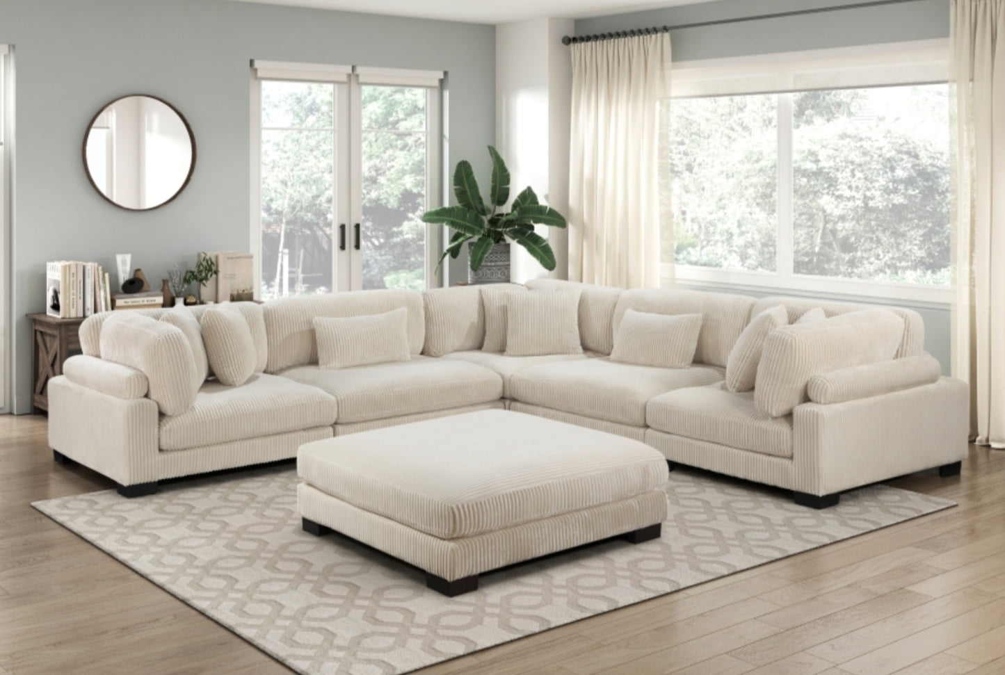 Traverse Beige 6pc Modular Sectional with Ottoman 8555