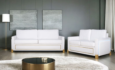 Glamor White/Gold LED Living Room Set S9060