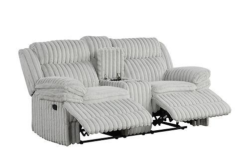 Mellow Grey Thick Stripe Fabric 3pc Reclining Set S3939