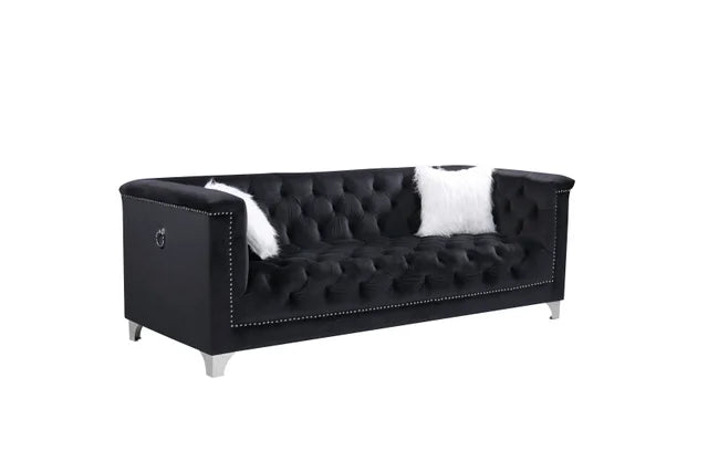 Prince Black Velvet Sofa and Loveseat