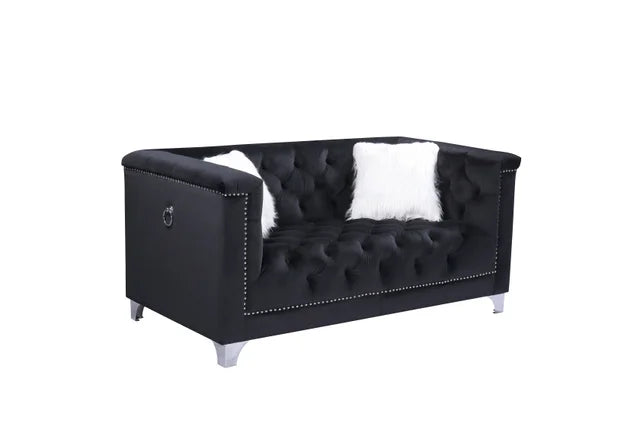 Prince Black Velvet Sofa and Loveseat