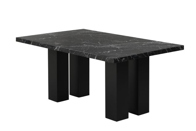 Onyx/Black Velvet 7pc Dining Room Set 1220  (FAUX MARBLE)