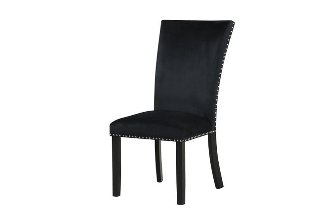 Onyx/Black Velvet 7pc Dining Room Set 1220  (FAUX MARBLE)