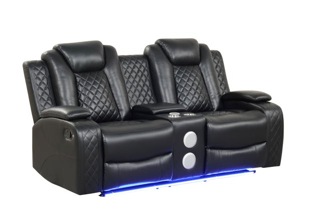 Luz Black BLUETOOTH SPEAKERS/LED 3pc Reclining Set