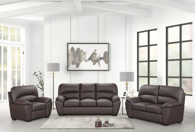 Tiffany Brown Leather Sofa and Loveseat